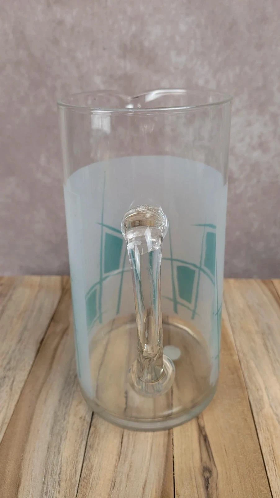 Vintage 50s glass jug – geometric decor – photo 5